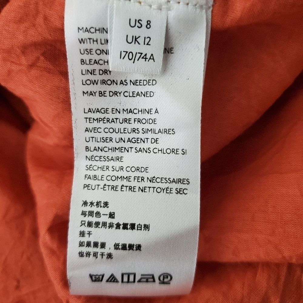 Free People Serena Asymmetrical Ruffle Midi Skirt 100% Cotton Orange sz 8 NEW - Picture 9 of 10